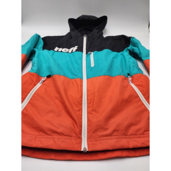 Neff Throwback Poncho Tech Shred Jacket, Men's Large, Orange / ‎ Blue EUC - Picture 7 of 16